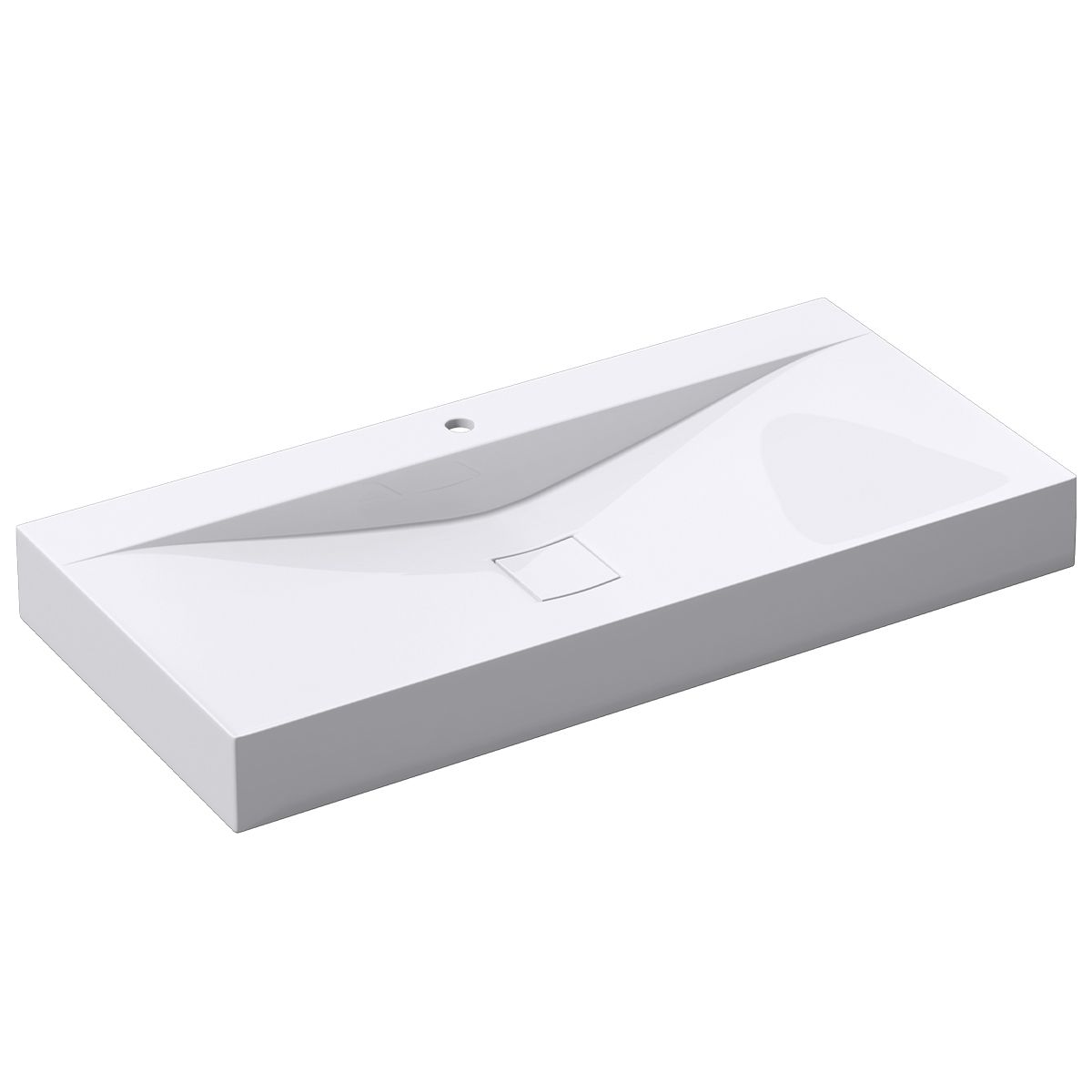 Lavoar EGO 810, Alb, lucios, 60, 80 sau 100 x 48 cm, montaj pe blat sau suspendat, compozit marmura