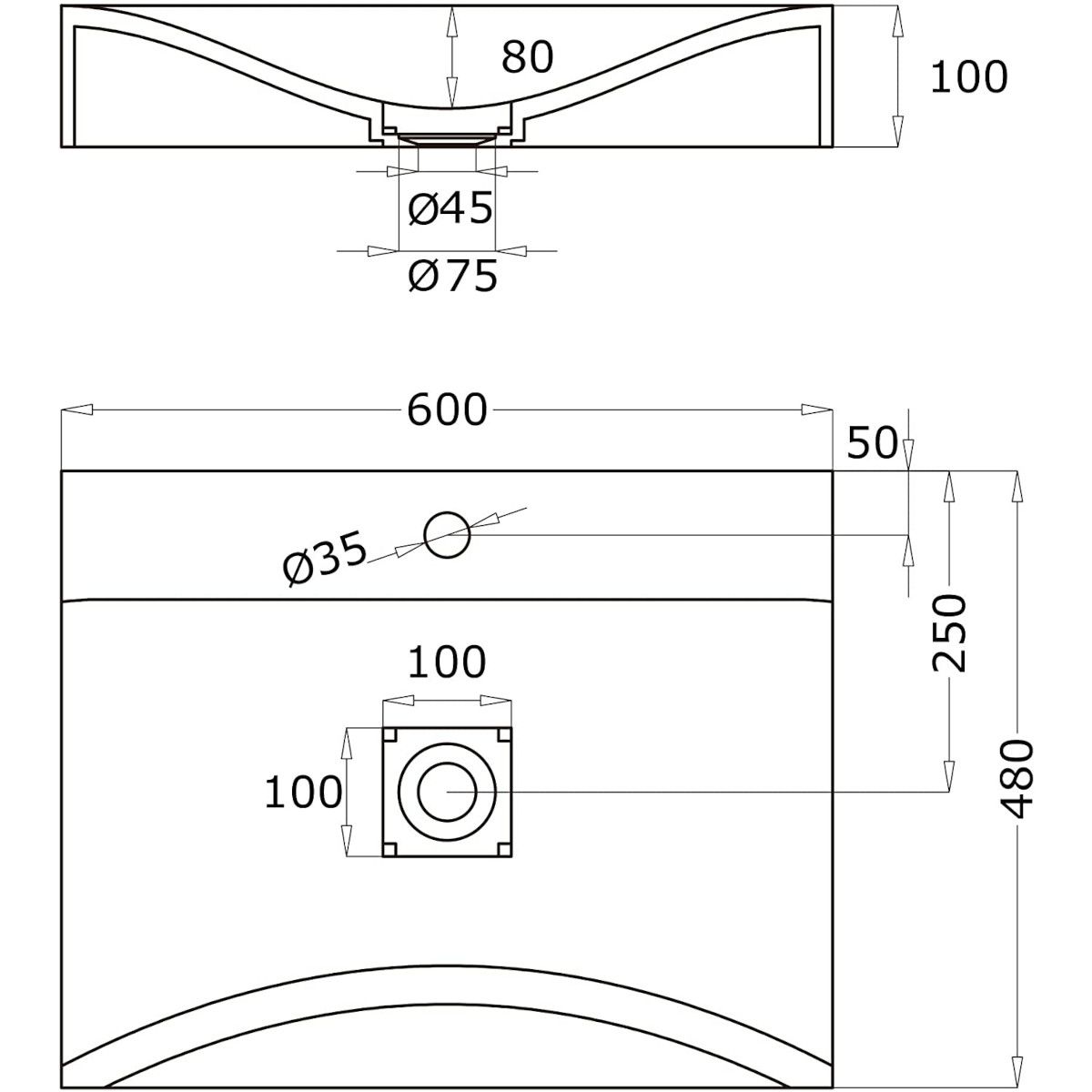 Lavoar EGO 810, Alb, lucios, 60, 80 sau 100 x 48 cm, montaj pe blat sau suspendat, compozit marmura
