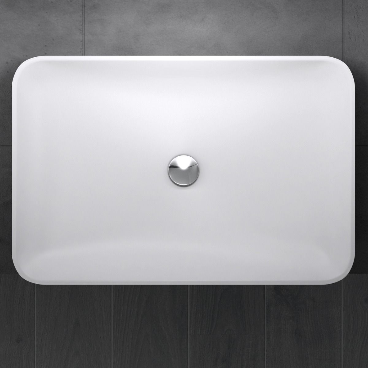 Lavoar EGO-815, compozit marmura,culoare Alb Mat , montaj pe blat, 60x40 cm
