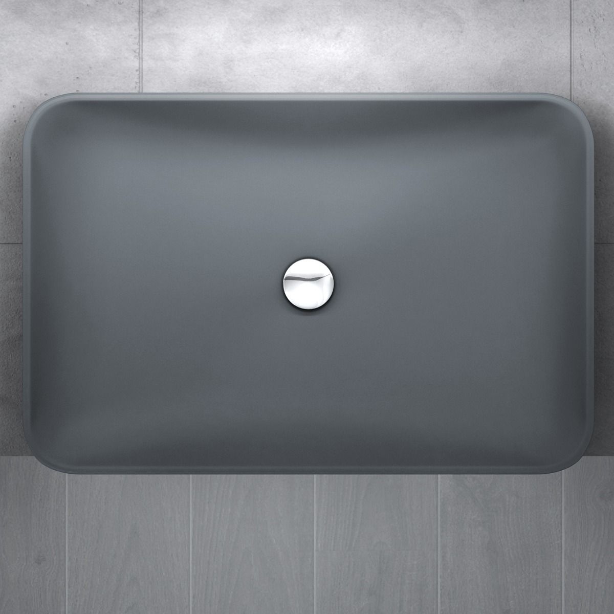 Lavoar EGO-815, compozit marmura,culoare Antracit Mat , montaj pe blat, 60x40 cm