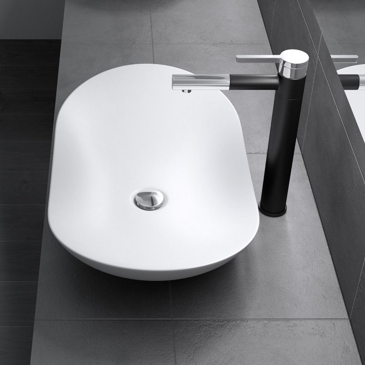 Lavoar EGO 858, Alb, mat, 63x36.5 cm, montaj pe blat, ceramica sanitara