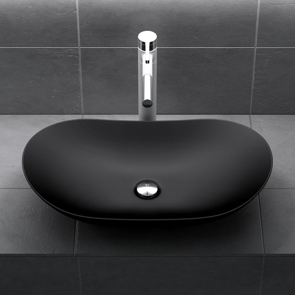 Lavoar EGO 858, Negru, mat, 63x36.5 cm, montaj pe blat, ceramica sanitata