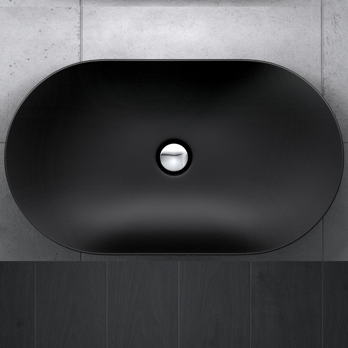 Lavoar EGO 858, Negru, mat, 63x36.5 cm, montaj pe blat, ceramica sanitata