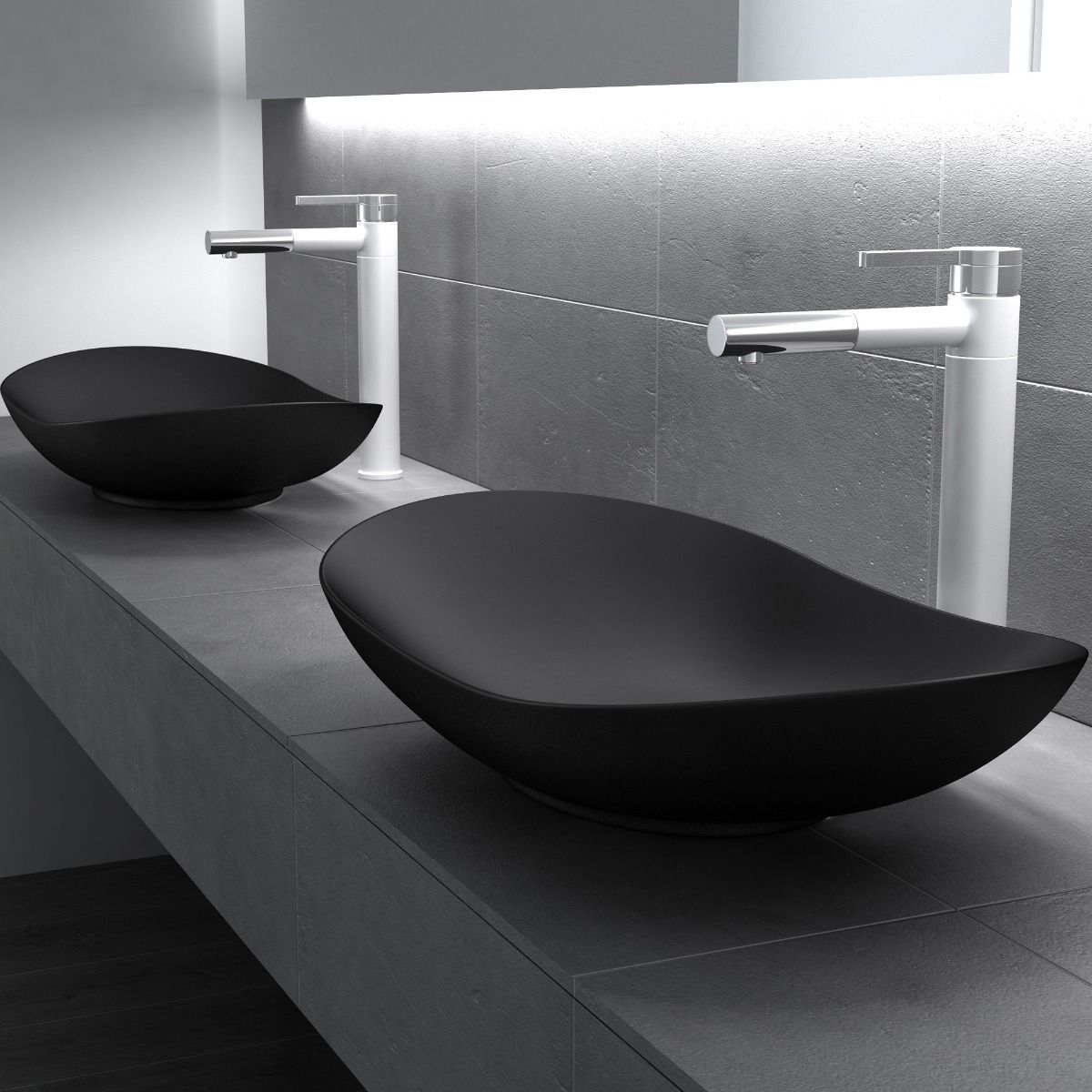 Lavoar EGO 858, Negru, mat, 63x36.5 cm, montaj pe blat, ceramica sanitata