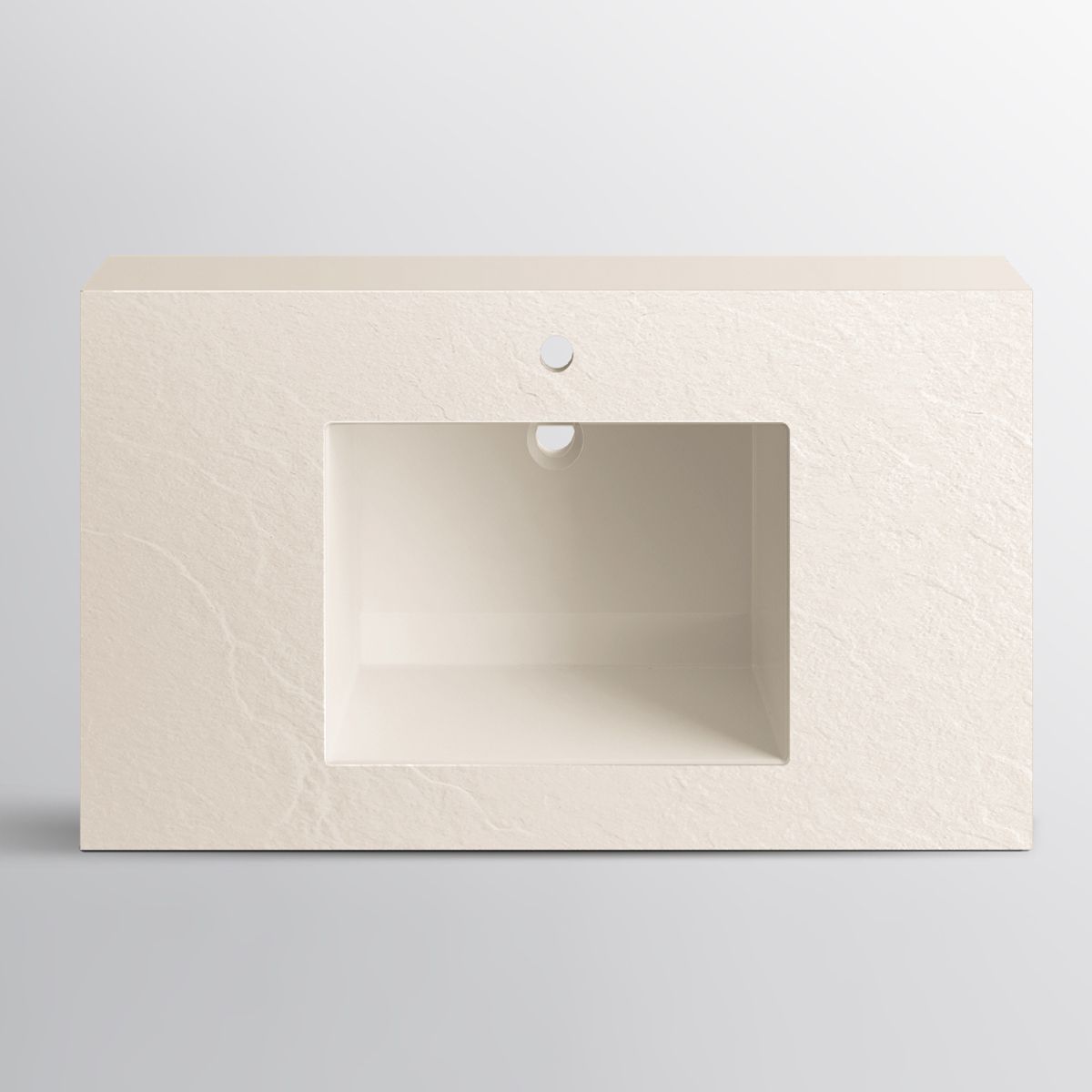Lavoar Elsa, compozit mineral, montaj pe blat sau suspendat, Crem Mat, finisaj Ardezie, cu gaura de baterie, 80-100x 49.2-53 cm
