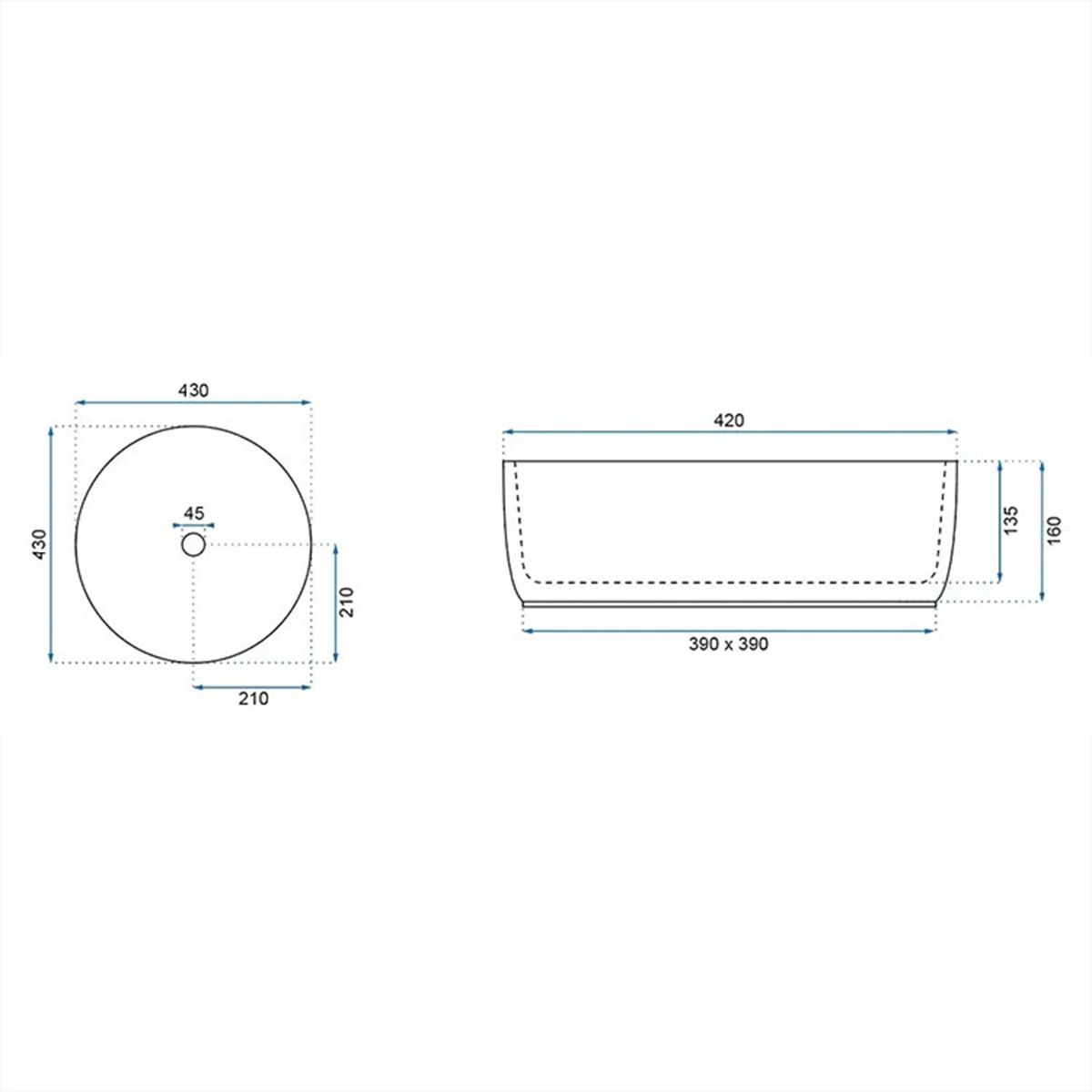 Lavoar Gino, Alb interior Auriu exterior, diamtru 43 cm, montaj pe blat, ceramica sanitara