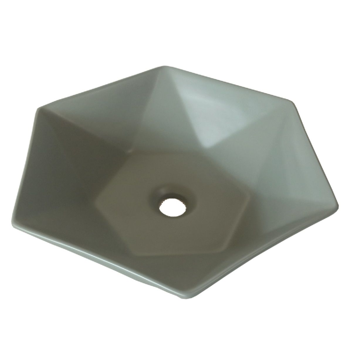 Lavoar hexagonal EGO Leonardo, Gri mat, 48x42 cm, montaj pe blat, ceramica sanitara