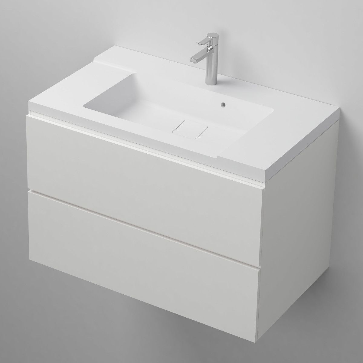 Lavoar Irene, compozit mineral, montaj semi-incastrat, cu gaura de baterie, 80x46 cm