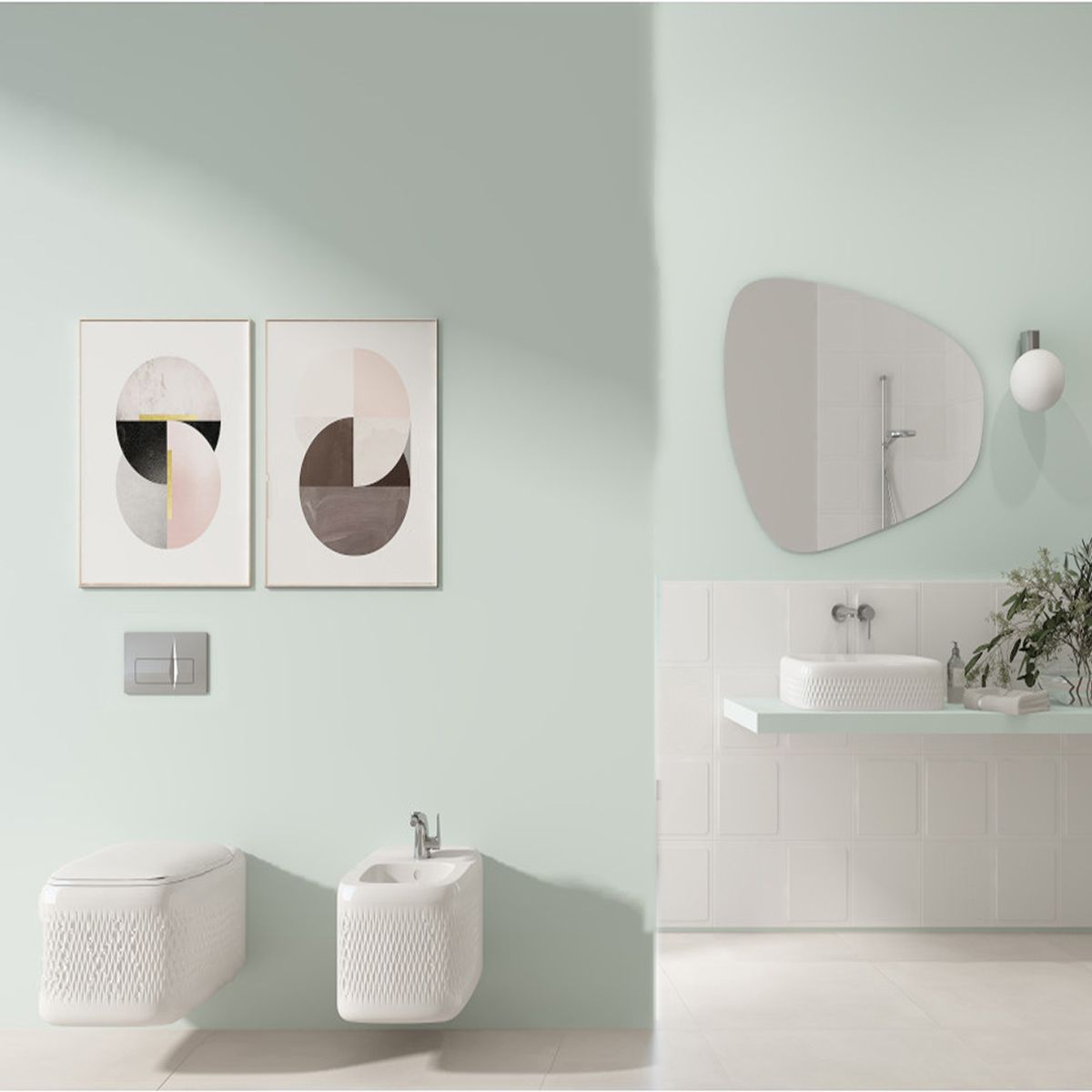 Lavoar Madona, montaj pe blat, 56x44 cm, capac ceramic, alb lucios, Royalty Line by Ego