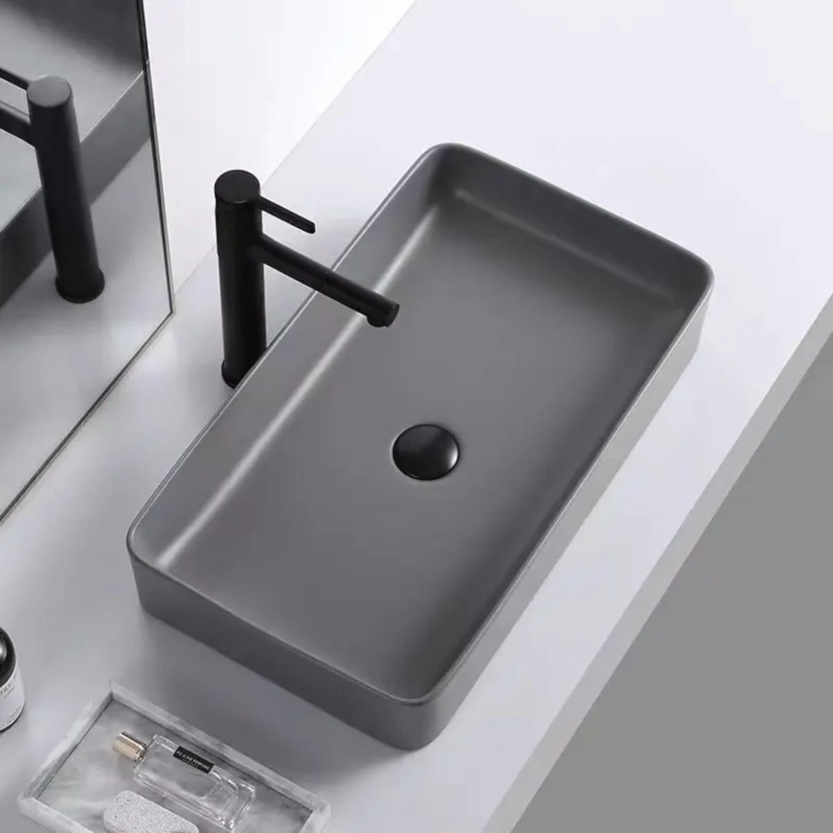 Lavoar Maura, Gri Mat, ceramica sanitara, 61x35 montaj pe blat
