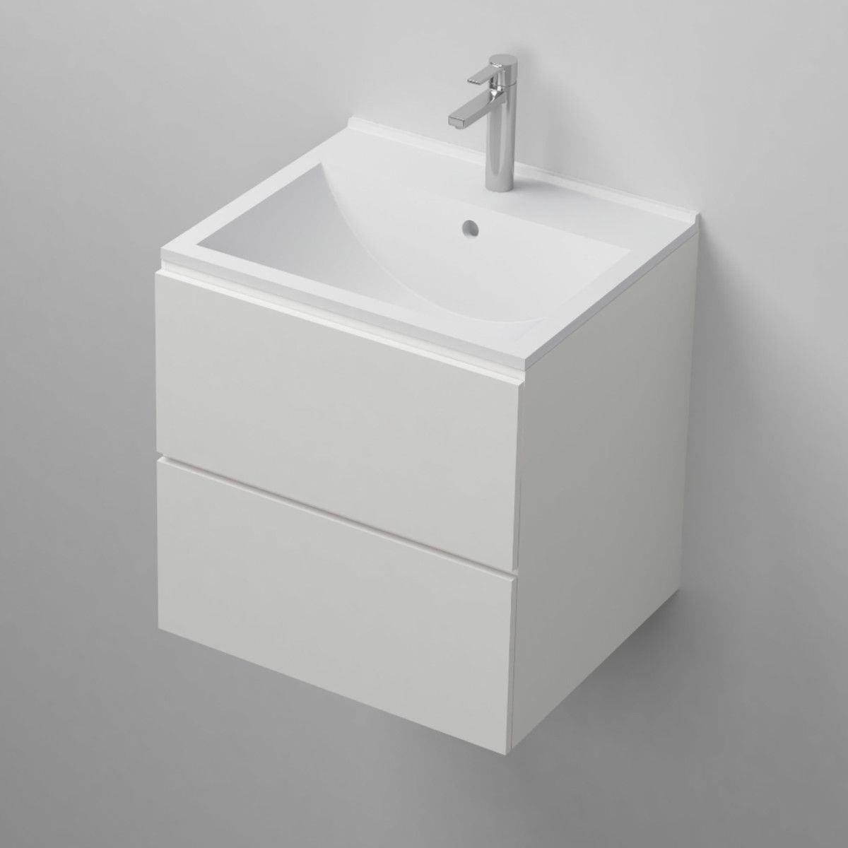 Lavoar Melvin, compozit mineral, montaj semi-incastrat, cu gaura de baterie, 50x43 cm