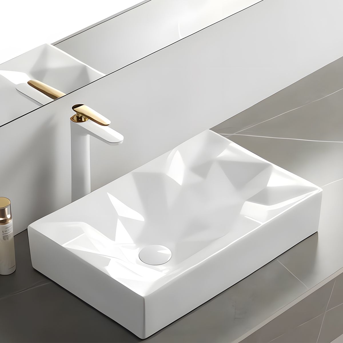 Lavoar Mistic, Alb Lucios, 56x36 cm, montaj pe blat, ceramica sanitara