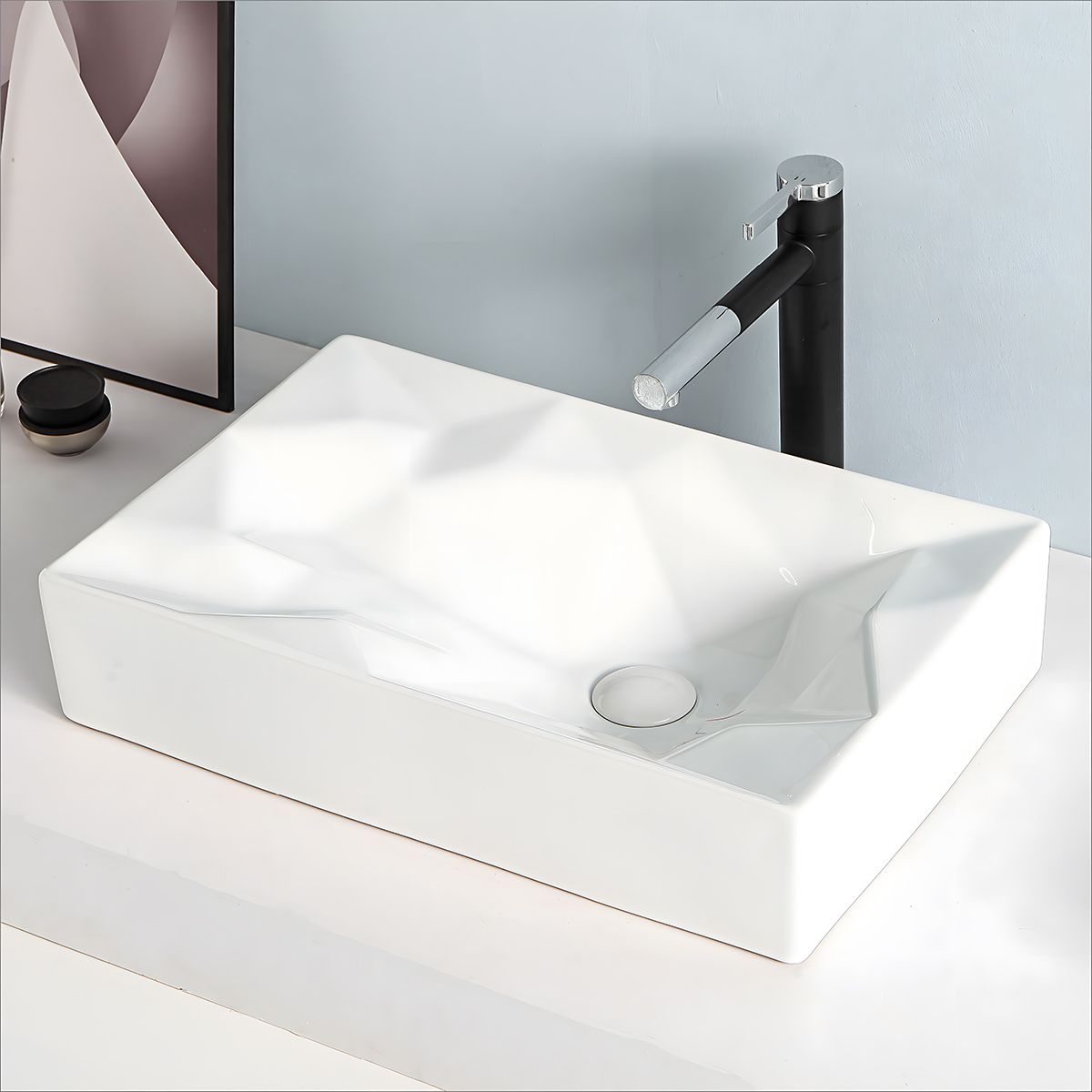 Lavoar Mistic, Alb Lucios, 56x36 cm, montaj pe blat, ceramica sanitara