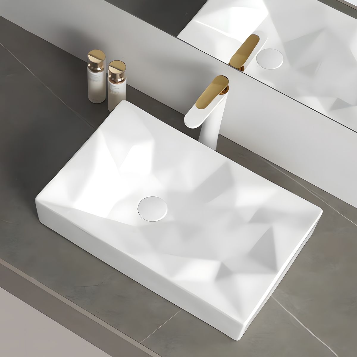 Lavoar Mistic, Alb Lucios, 56x36 cm, montaj pe blat, ceramica sanitara