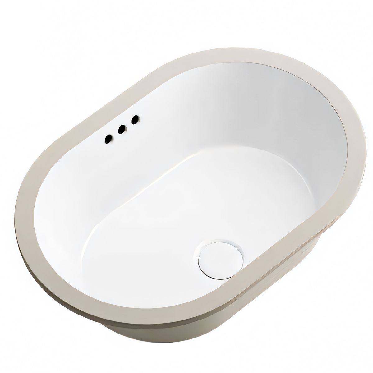 Lavoar, montaj incastrat sub blat, ceramica sanitara, dimensiuni: 60x39-70x41 cm, Alb Lucios, Luca