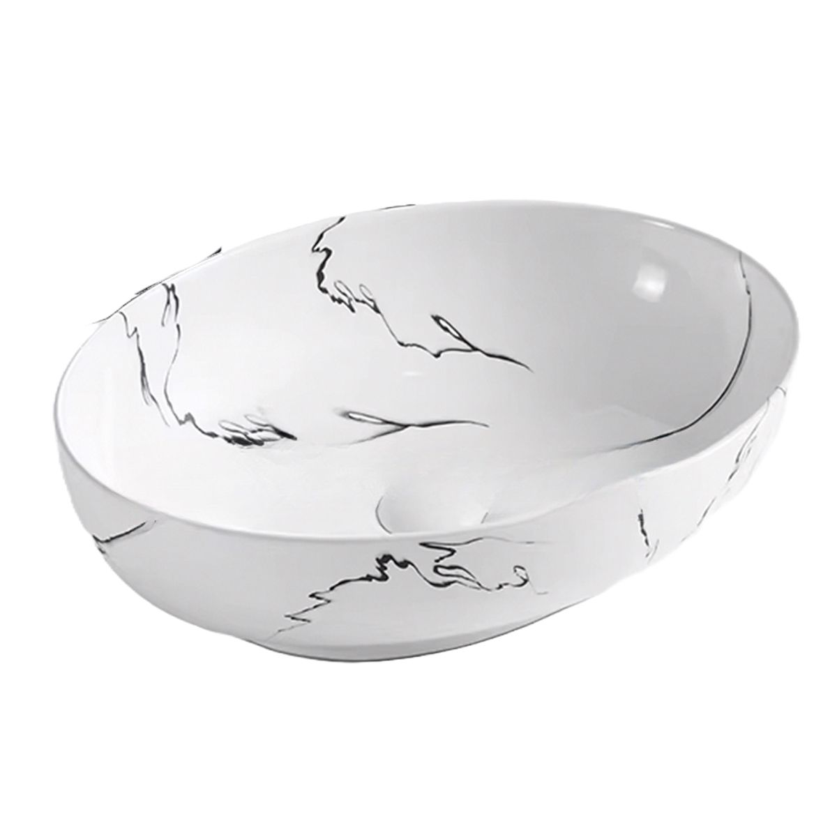 Lavoar, montaj pe blat, 51x39 cm, ceramica sanitara, Alb Marble, Rosa