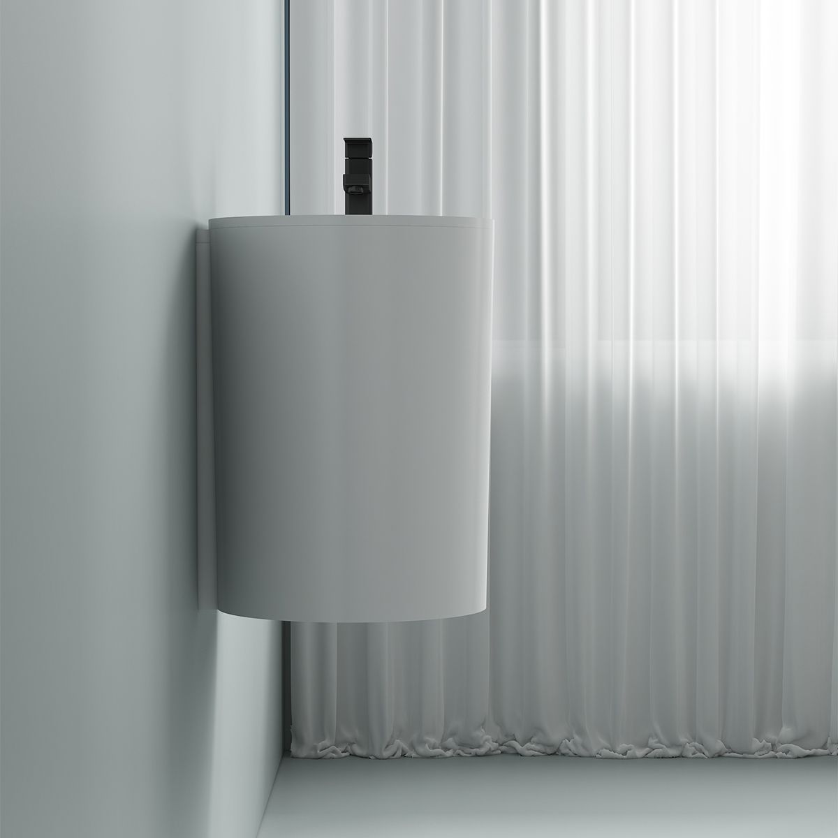 Lavoar, montaj suspendat, Alb Lucios, 50x28 cm, cu gaura de baterie, Siena