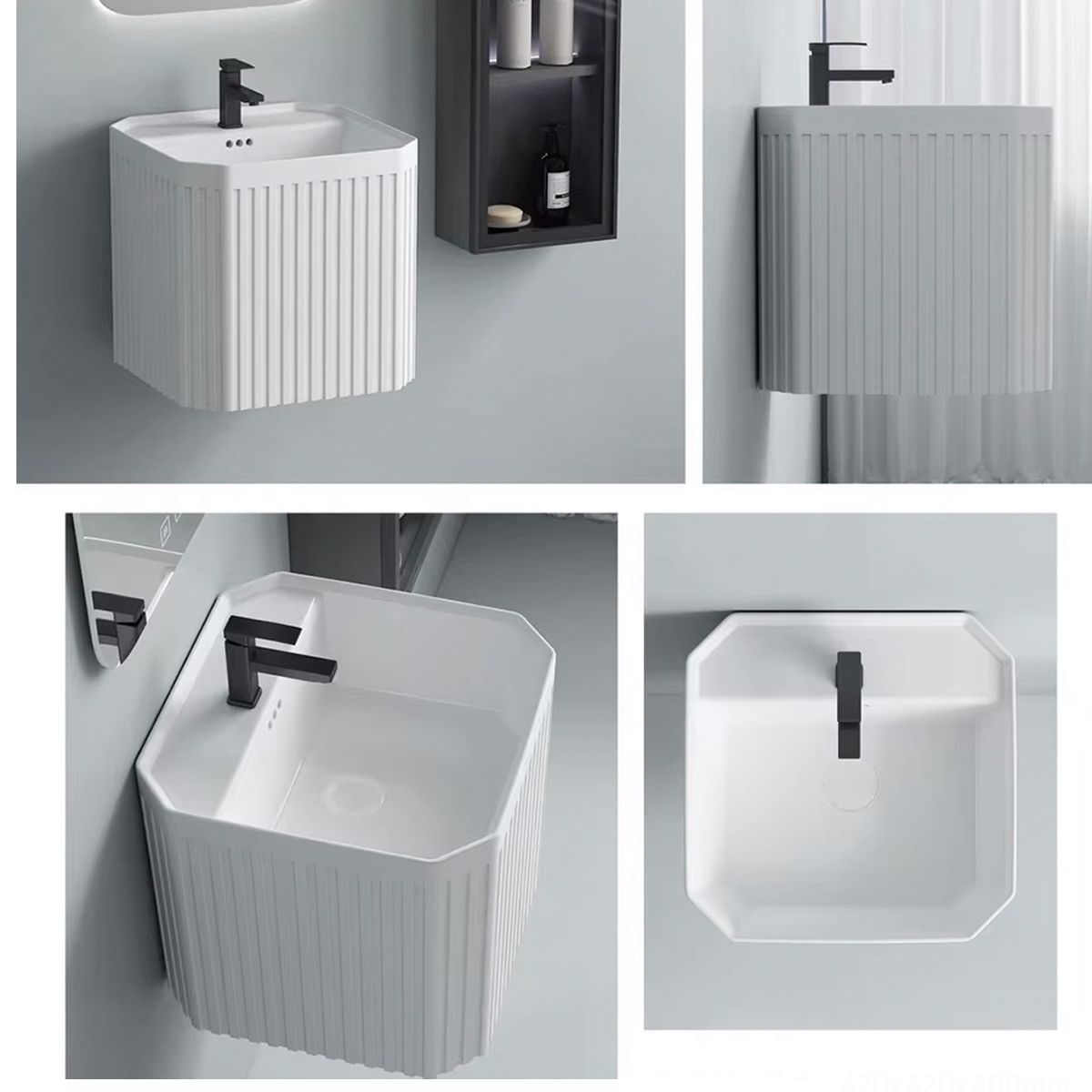 Lavoar, montaj suspendat, gaura de baterie, 42x42x40 cm ceramica sanitara , Alb Lucios, Adele