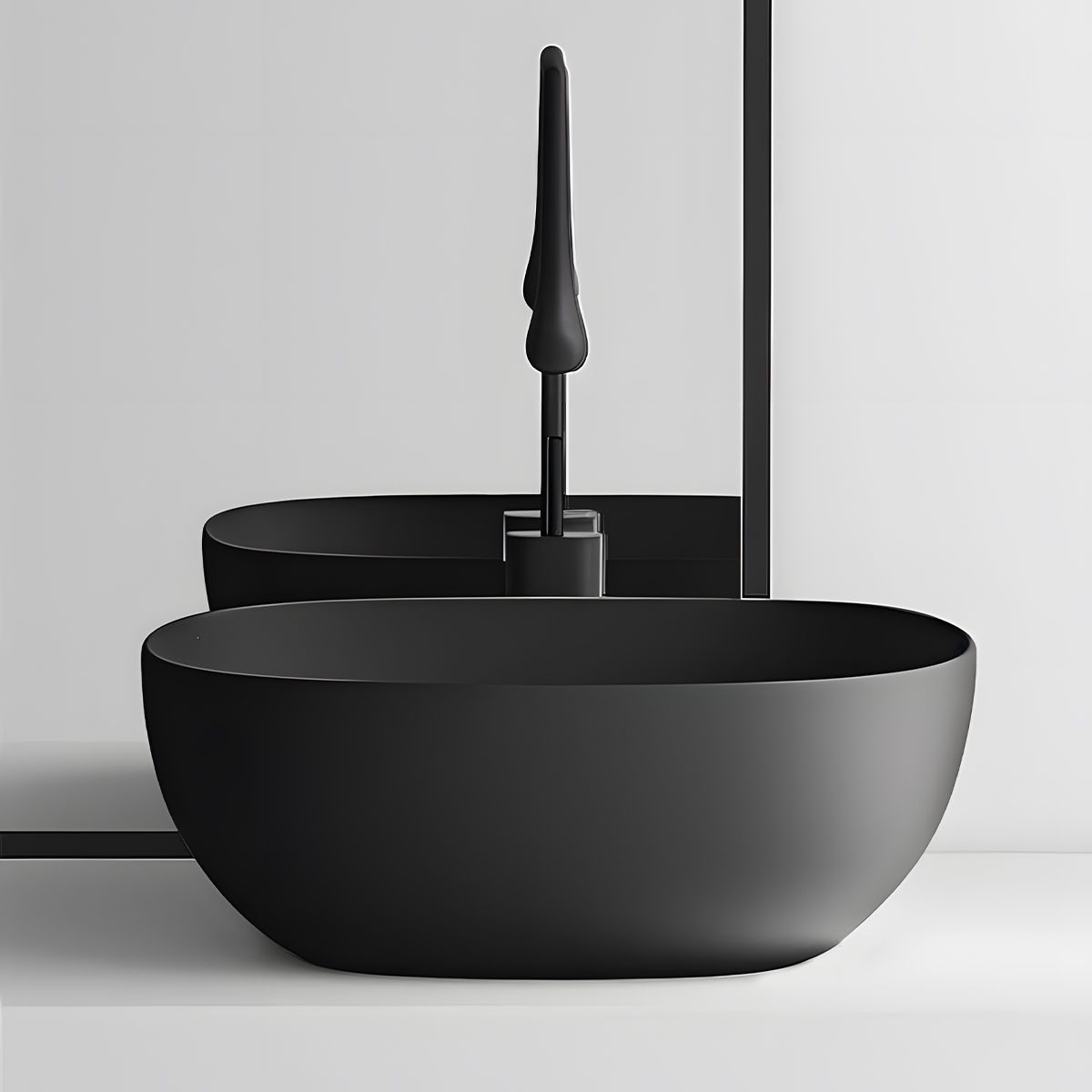 Lavoar, Negru Mat, Power Color, ceramica sanitara, montaj pe blat, 40.5x40.5 cm, Viva