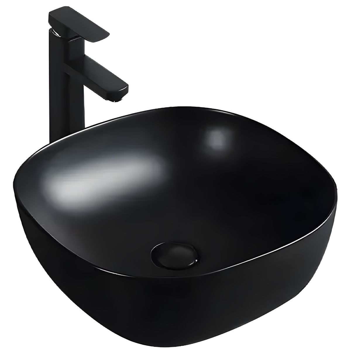 Lavoar, Negru Mat, Power Color, ceramica sanitara, montaj pe blat, 40.5x40.5 cm, Viva