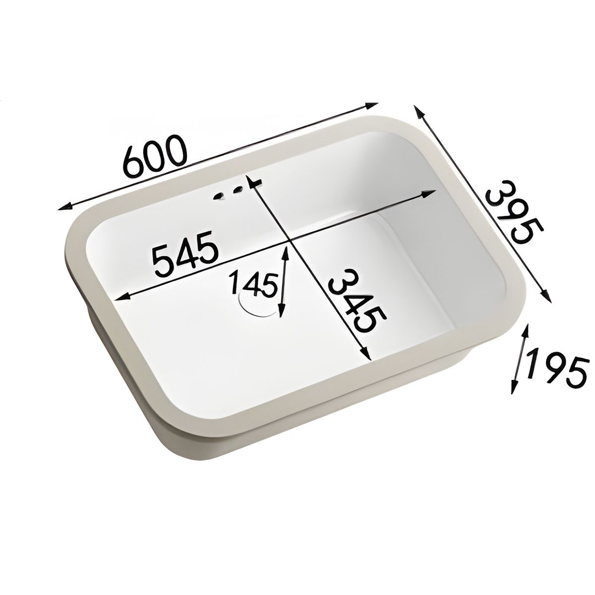 Lavoar, Negru Mat, Power Color, montaj incastat sub blat, ceramica sanitara, 60x39 cm, Viola