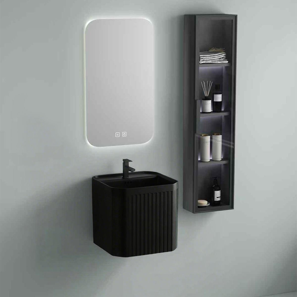 Lavoar, Negru Mat, Power Color, montaj suspendat, 42x42x40 cm, ceramica sanitara, Adele