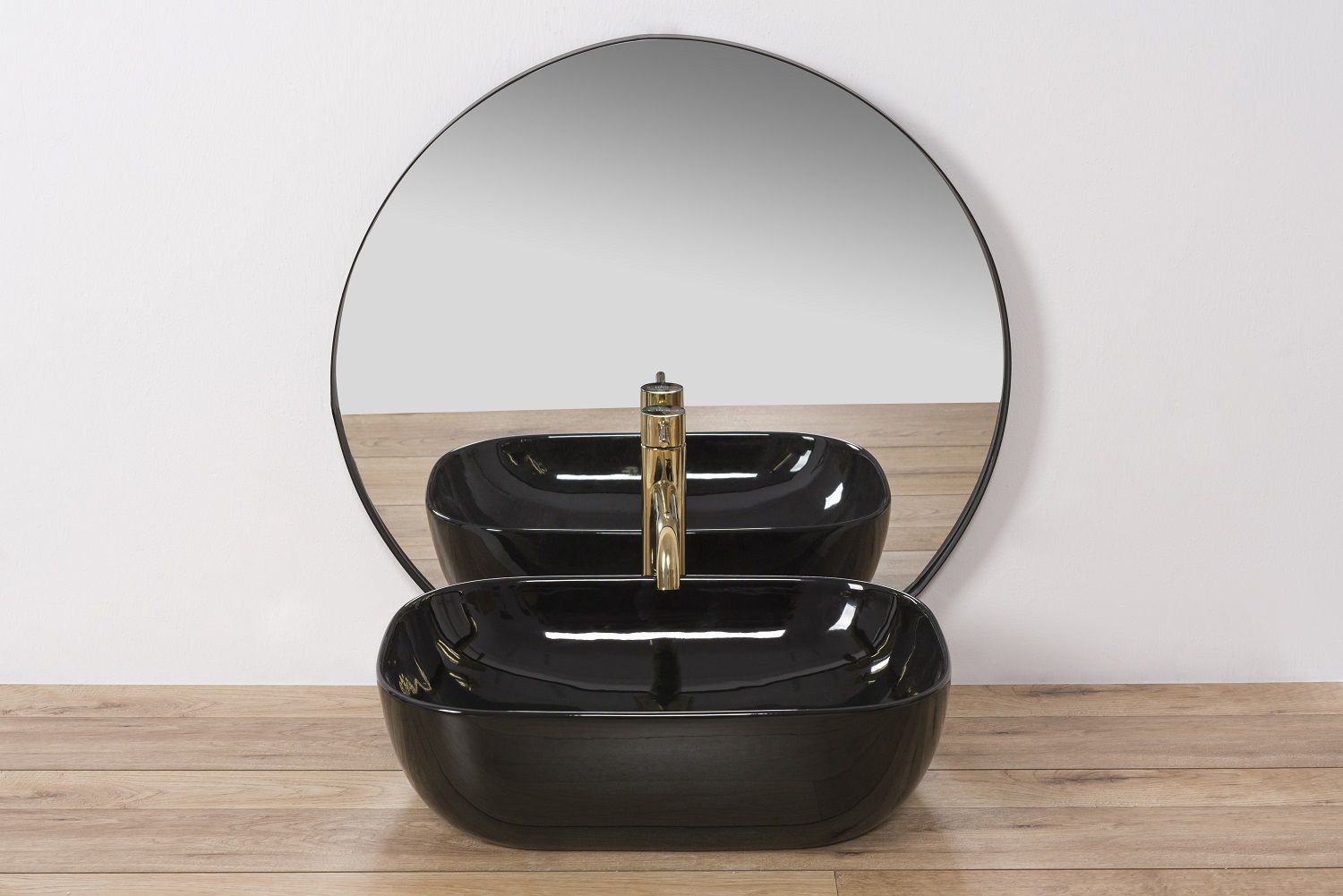 Lavoar REA Belinda, Negru, lucios, 46,5x33 cm, montaj pe blat, ceramica sanitara