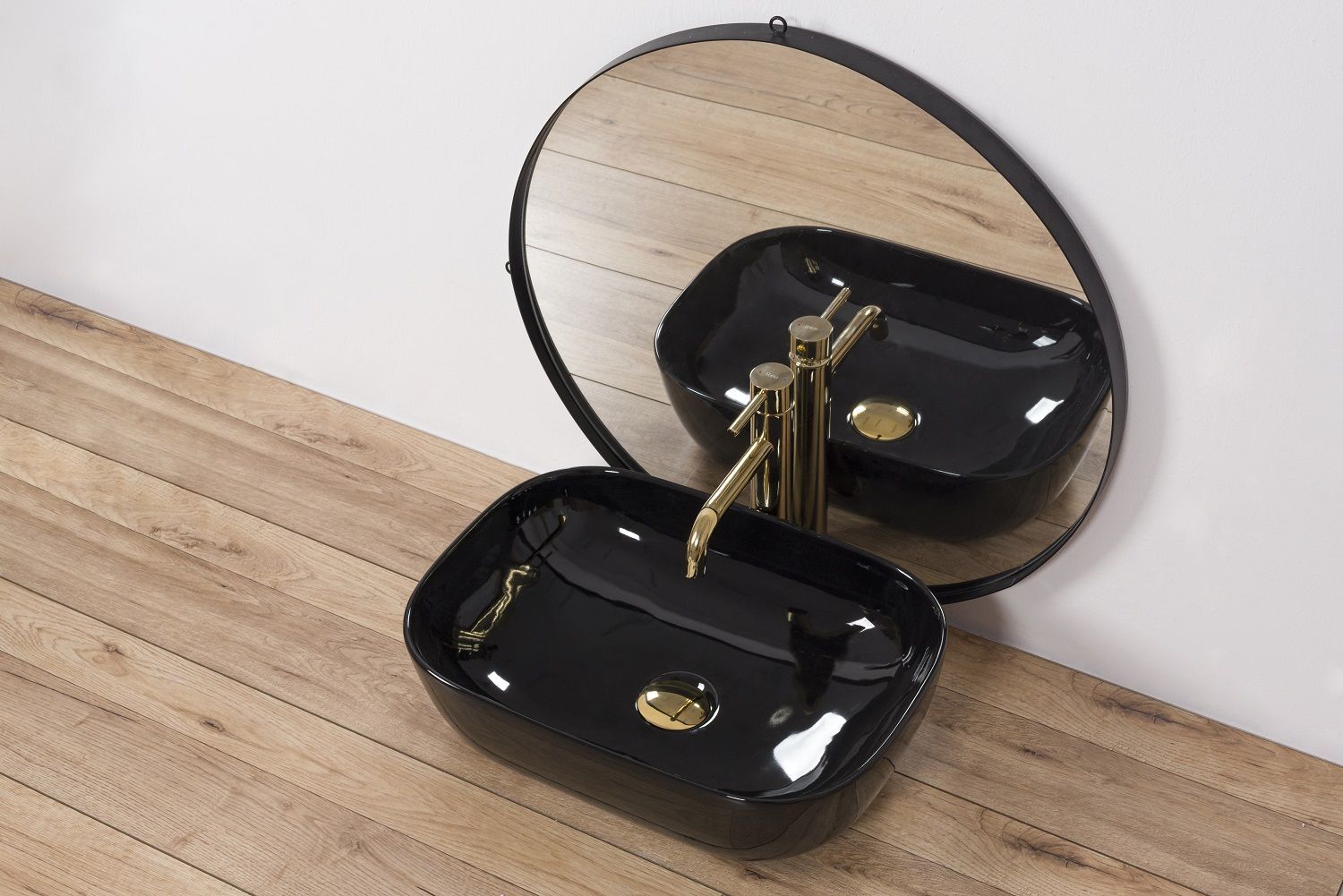 Lavoar REA Belinda, Negru, lucios, 46,5x33 cm, montaj pe blat, ceramica sanitara