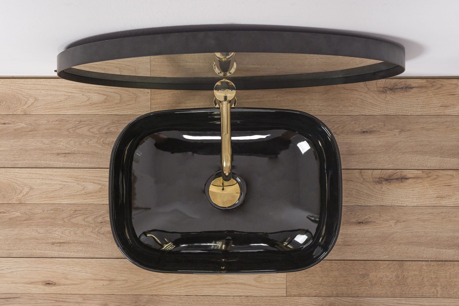 Lavoar REA Belinda, Negru, lucios, 46,5x33 cm, montaj pe blat, ceramica sanitara
