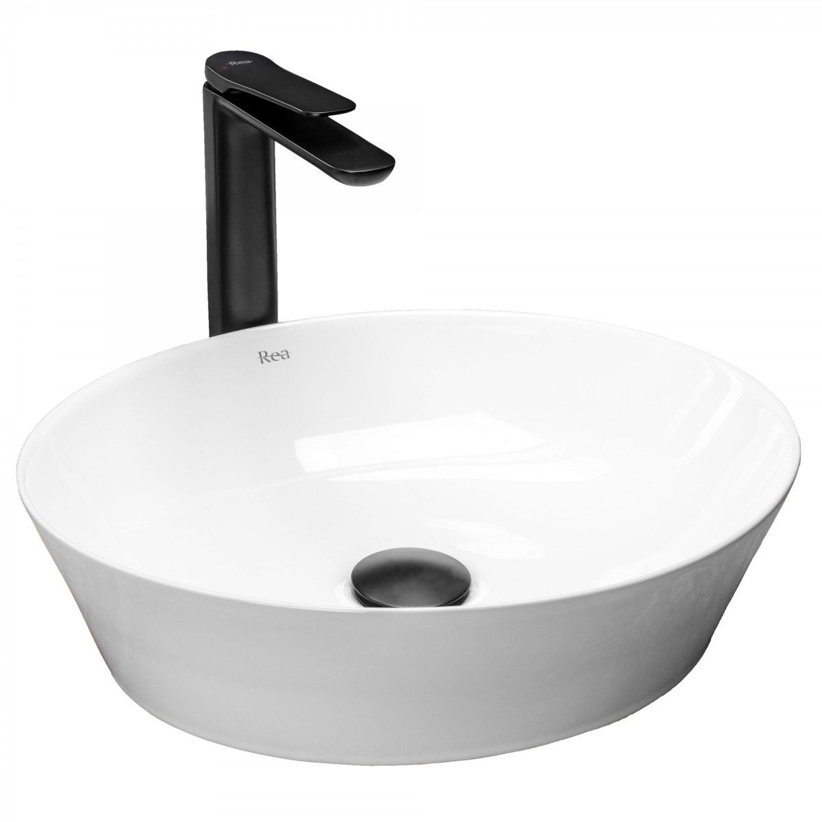 Lavoar REA Saga, Alb, lucios, 41x37.5 cm, montaj pe blat, ceramica sanitara