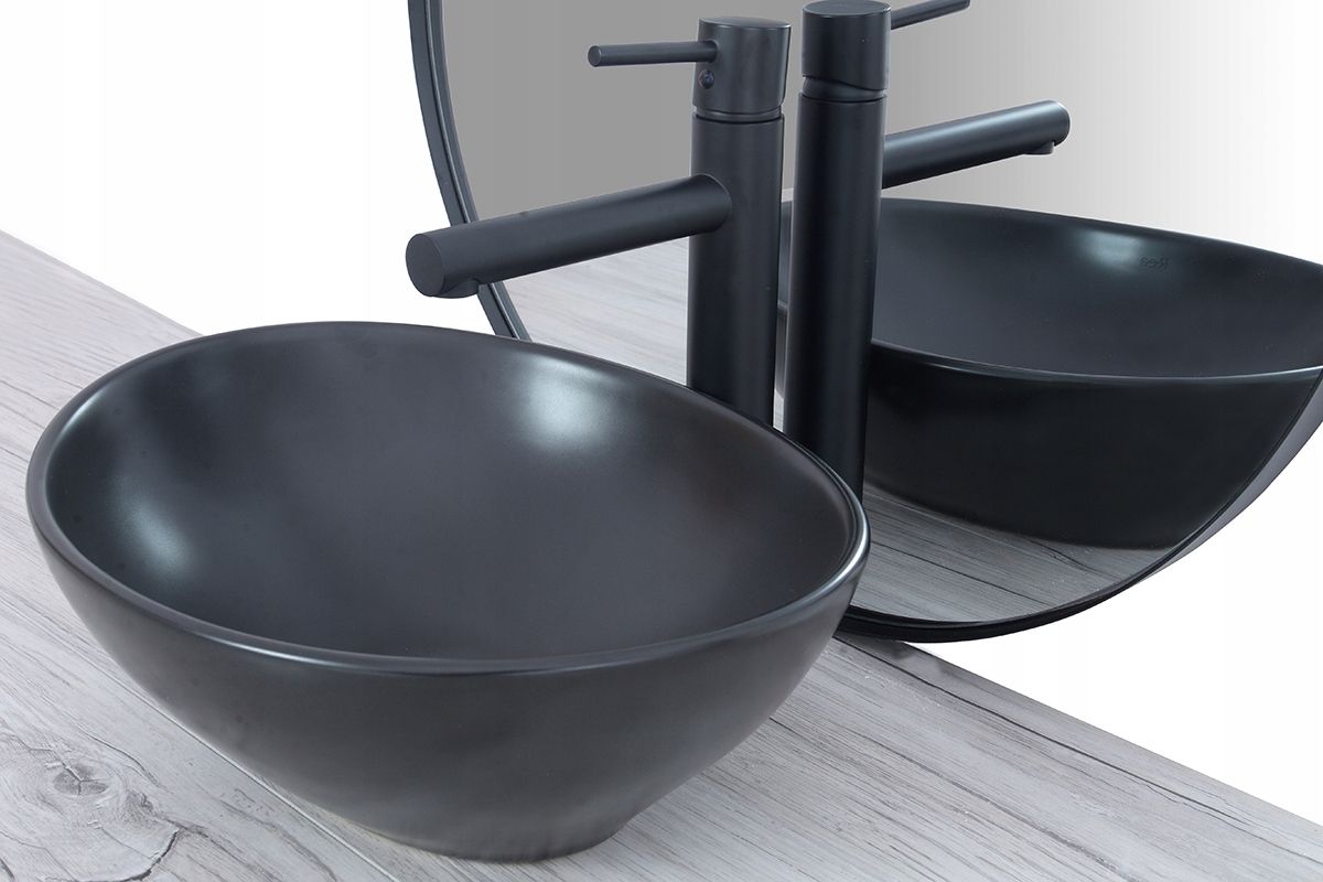Lavoar REA Sofia, Negru, mat, 41x34.5 cm, montaj pe blat, ceramica sanitara