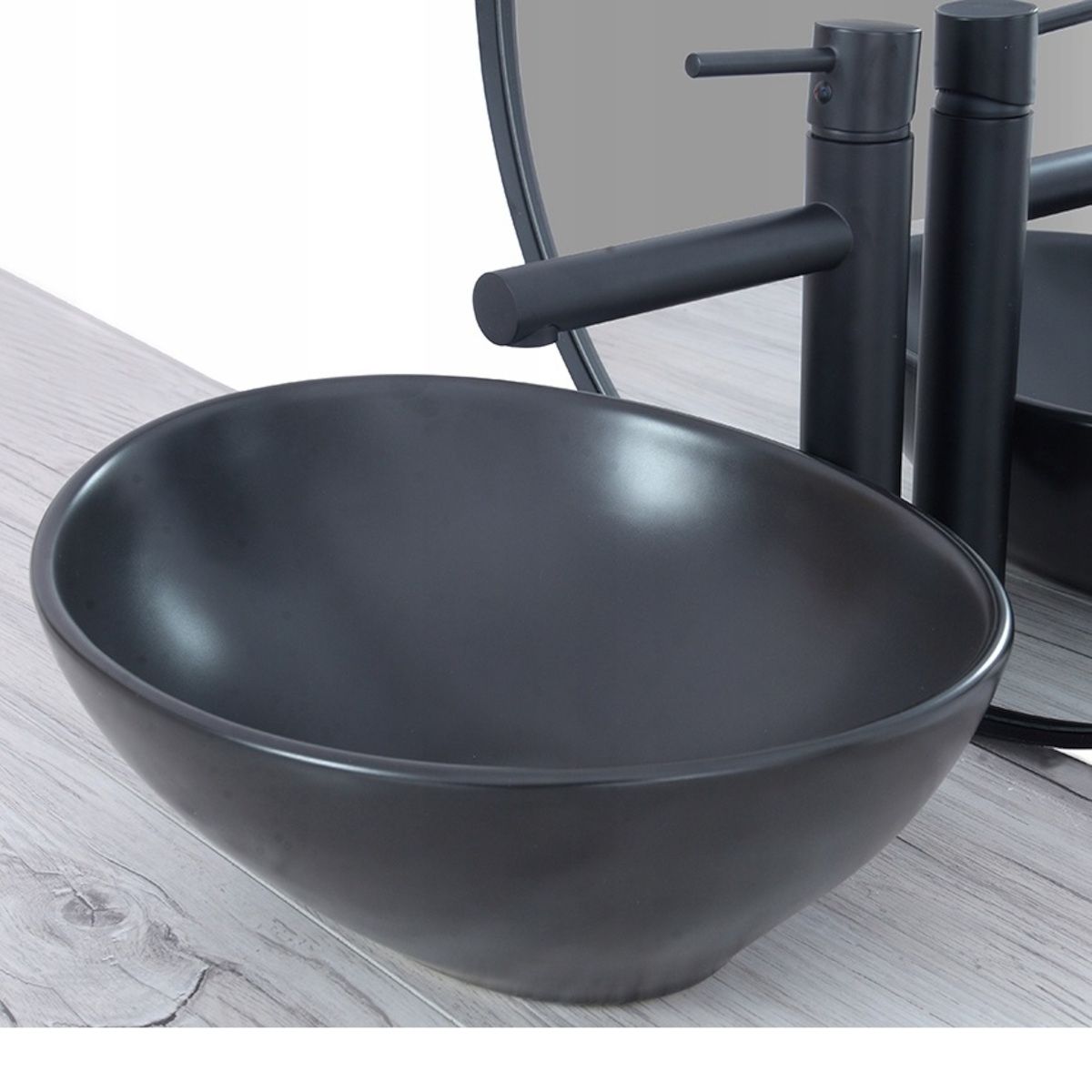 Lavoar REA Sofia, Negru, mat, 41x34.5 cm, montaj pe blat, ceramica sanitara