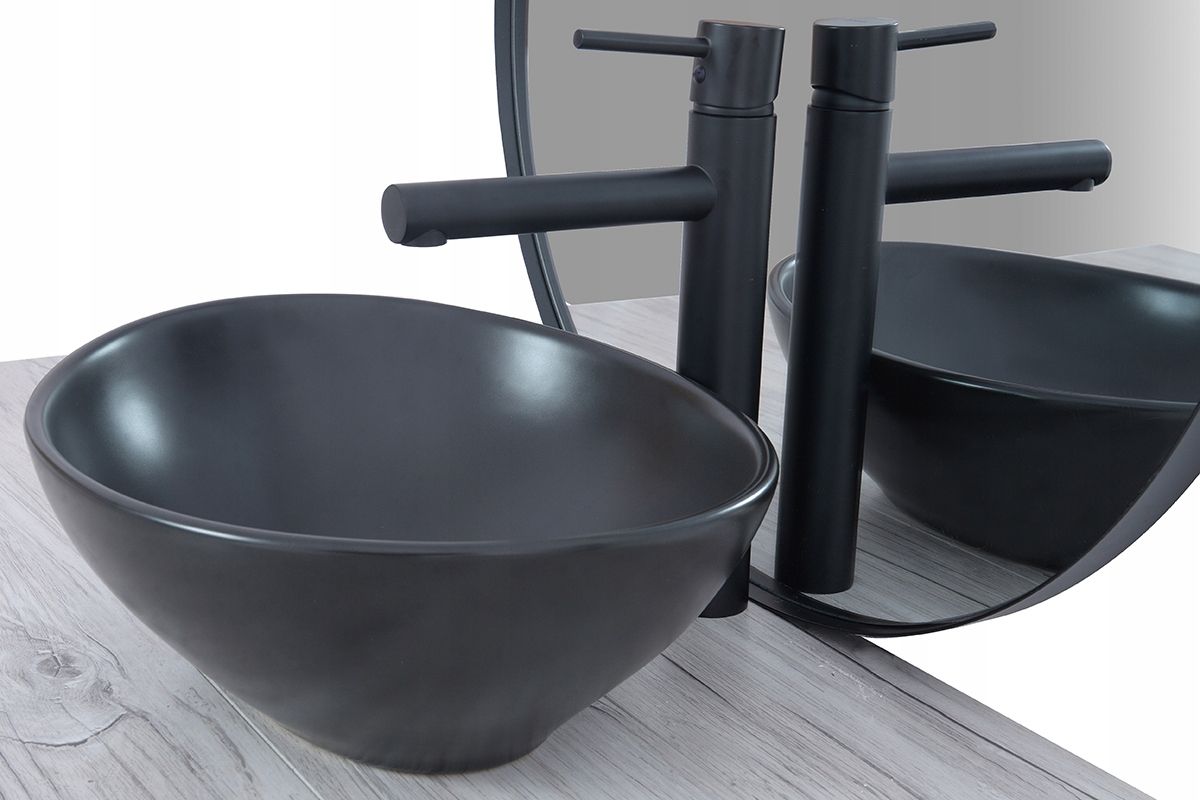 Lavoar REA Sofia, Negru, mat, 41x34.5 cm, montaj pe blat, ceramica sanitara