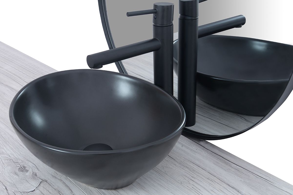 Lavoar REA Sofia, Negru, mat, 41x34.5 cm, montaj pe blat, ceramica sanitara