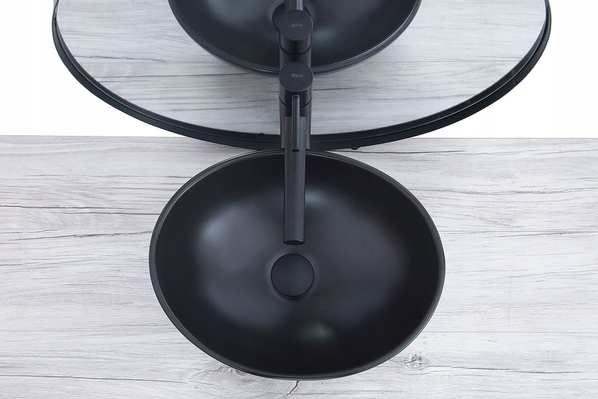 Lavoar REA Sofia, Negru, mat, 41x34.5 cm, montaj pe blat, ceramica sanitara