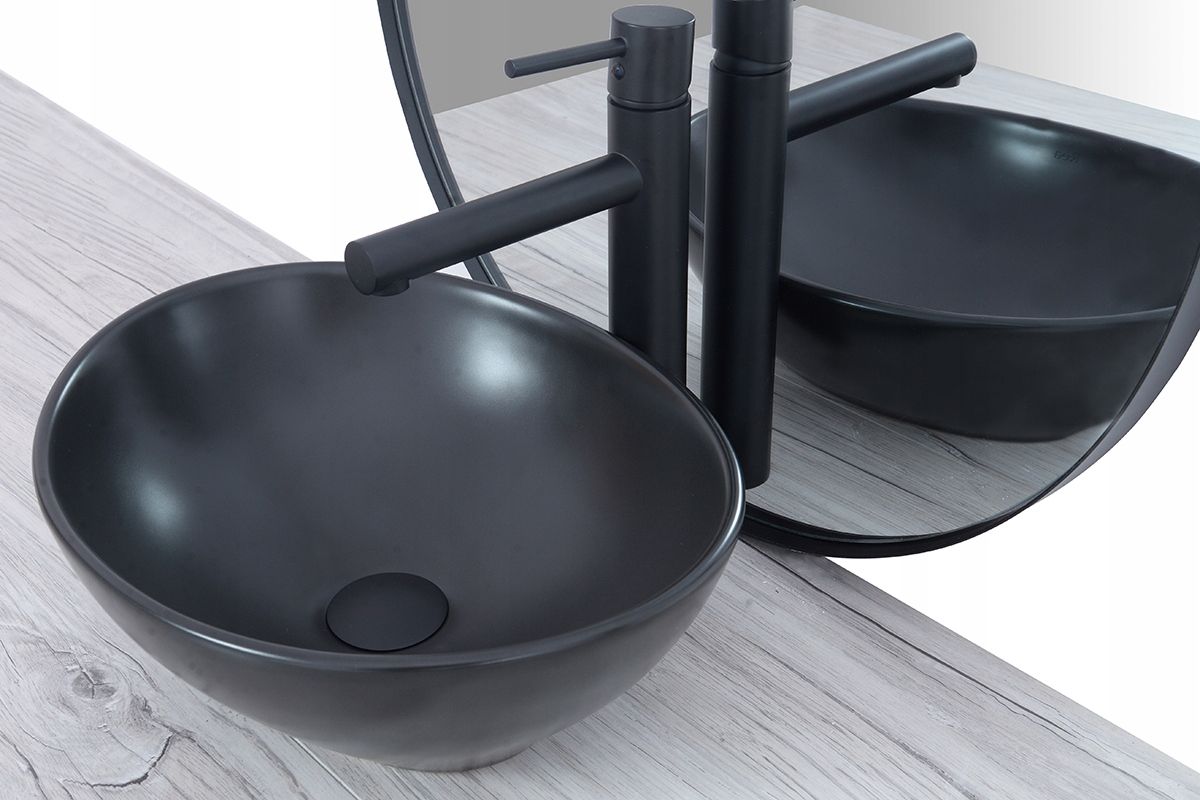 Lavoar REA Sofia, Negru, mat, 41x34.5 cm, montaj pe blat, ceramica sanitara