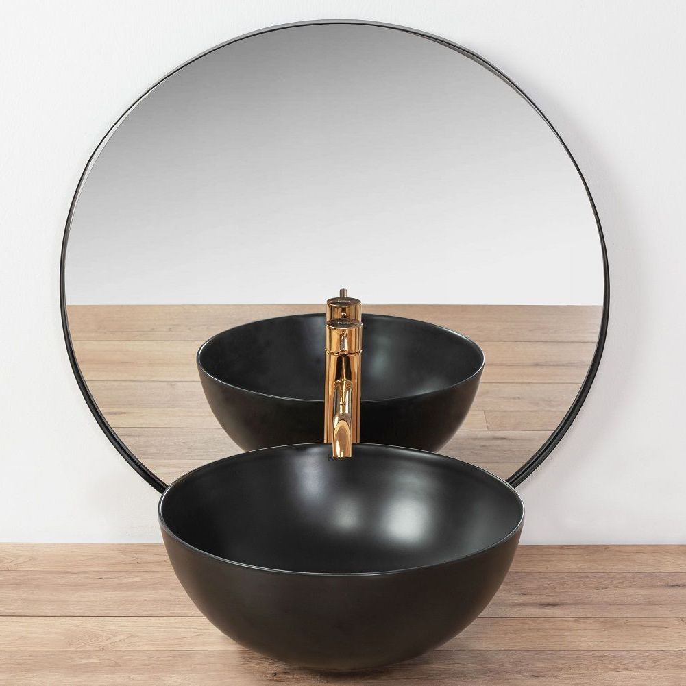 Lavoar Stella Black Mat, 36x36 cm, montaj pe blat, design modern