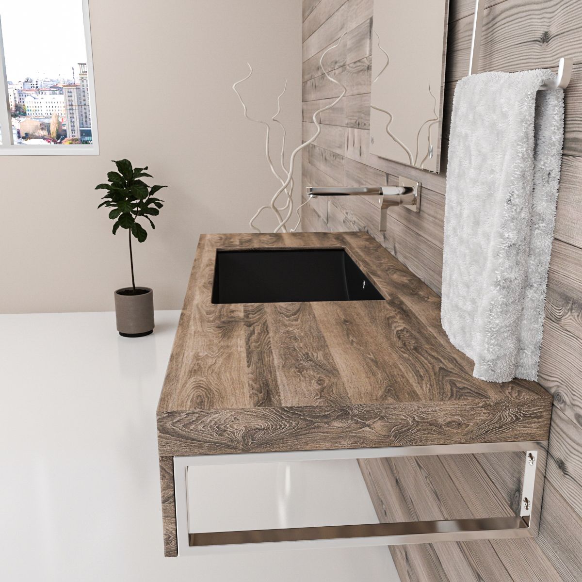 Lavoar Romeo, Negru Mat, 53x37 cm, montaj ingropat, ceramica sanitara