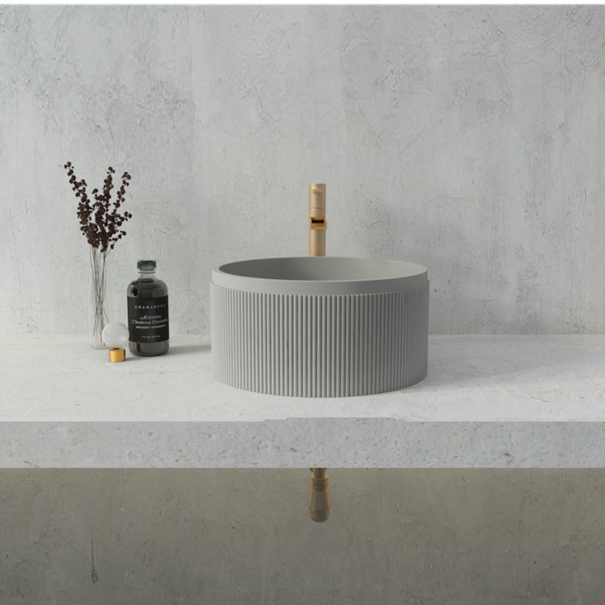 Lavoar Milena,compozit mineral, Gri concrete, montaj pe blat, diametru 40 cm, Royalty Line by Ego