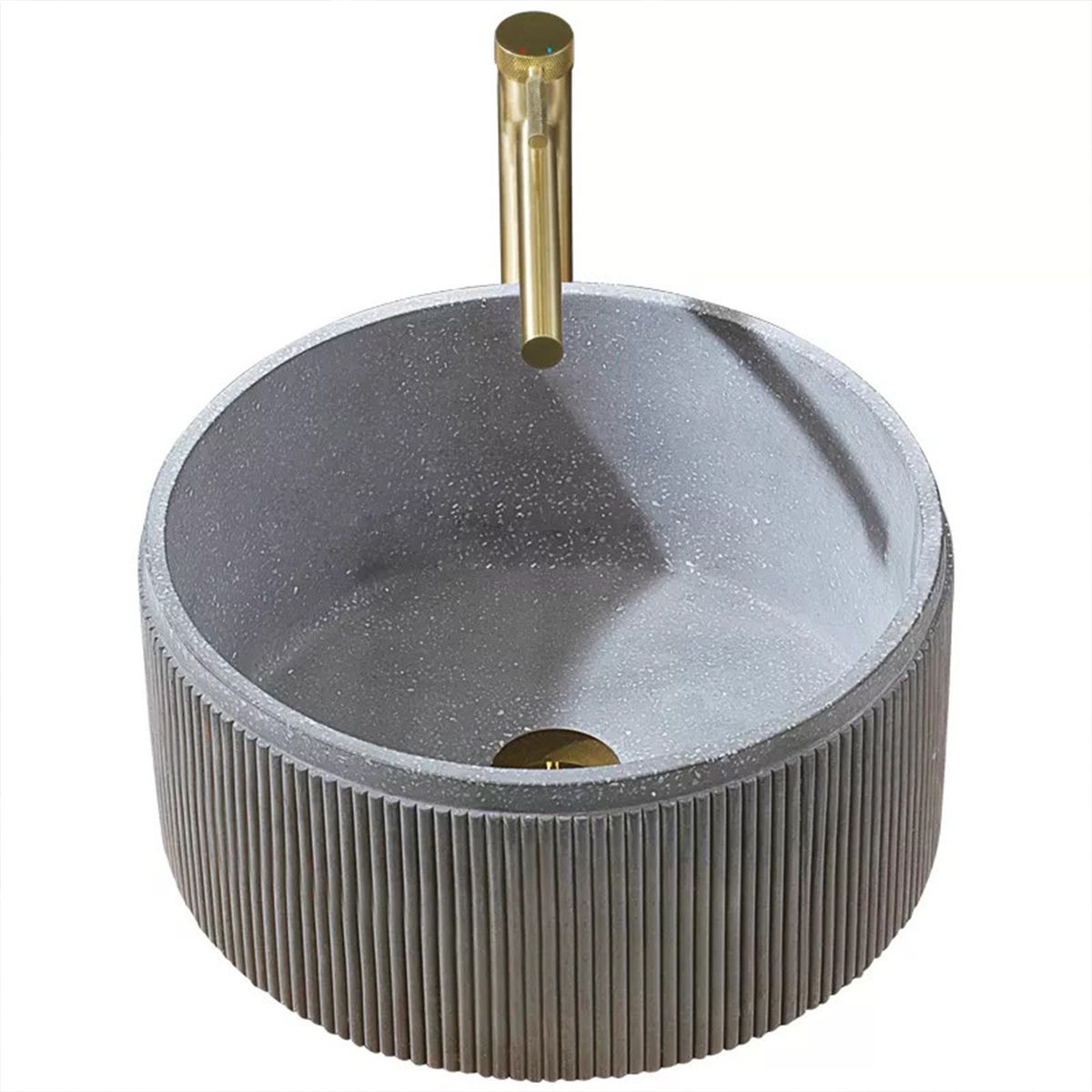 Lavoar Milena,compozit mineral, Gri concrete, montaj pe blat, diametru 40 cm, Royalty Line by Ego