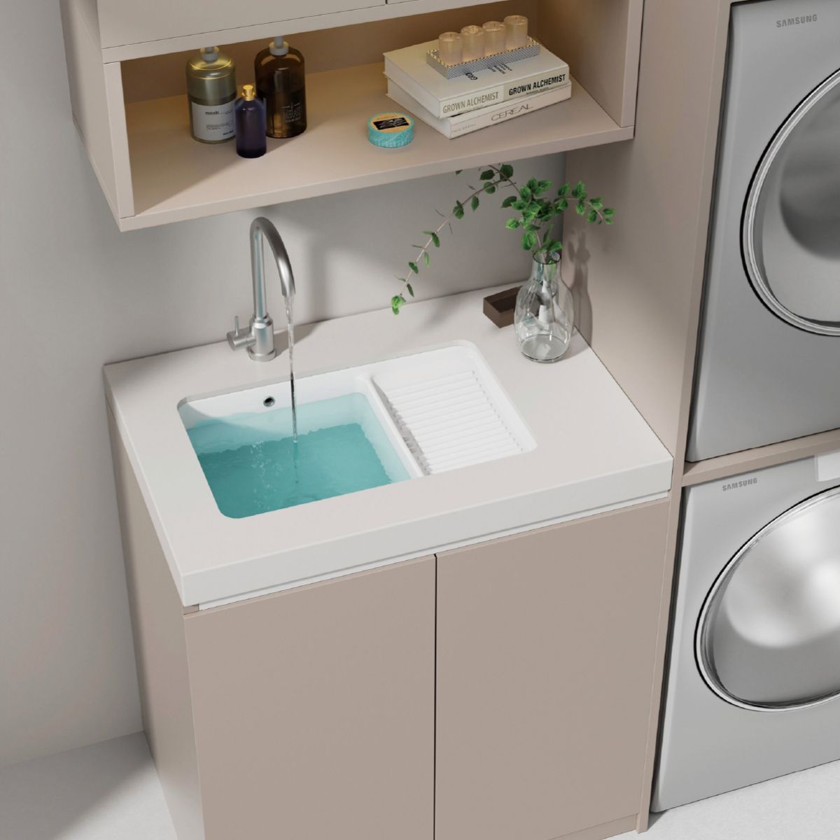 Lavoar Spalatorie, Gri Mat, Power Color, montaj incastrat sub blat, ceramica sanitara, 60x40, Lavio