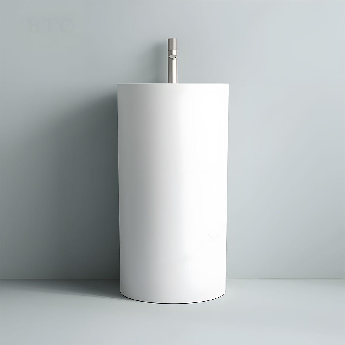 Lavoar stativ, Alb Lucios, cu gaura de baterie, diametru 45 cm, ceramica sanitara, Modena