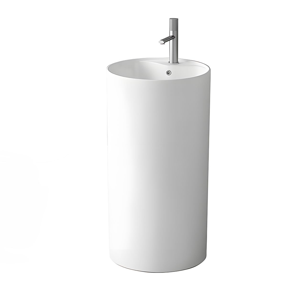Lavoar stativ, Alb Lucios, cu gaura de baterie, diametru 45 cm, ceramica sanitara, Modena