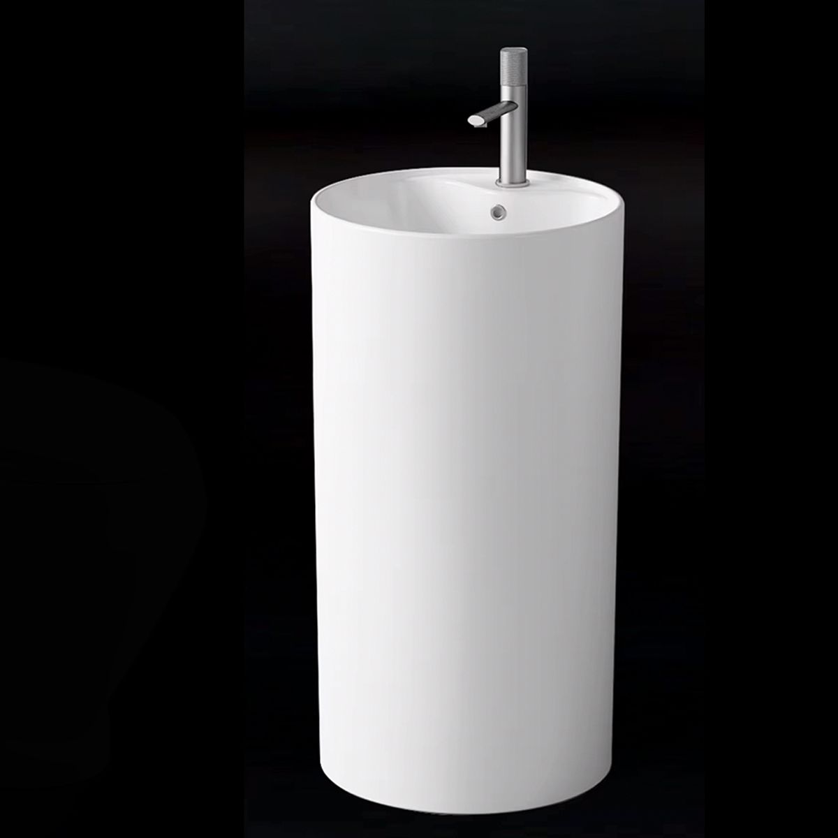 Lavoar stativ, Alb Lucios, cu gaura de baterie, diametru 45 cm, ceramica sanitara, Modena