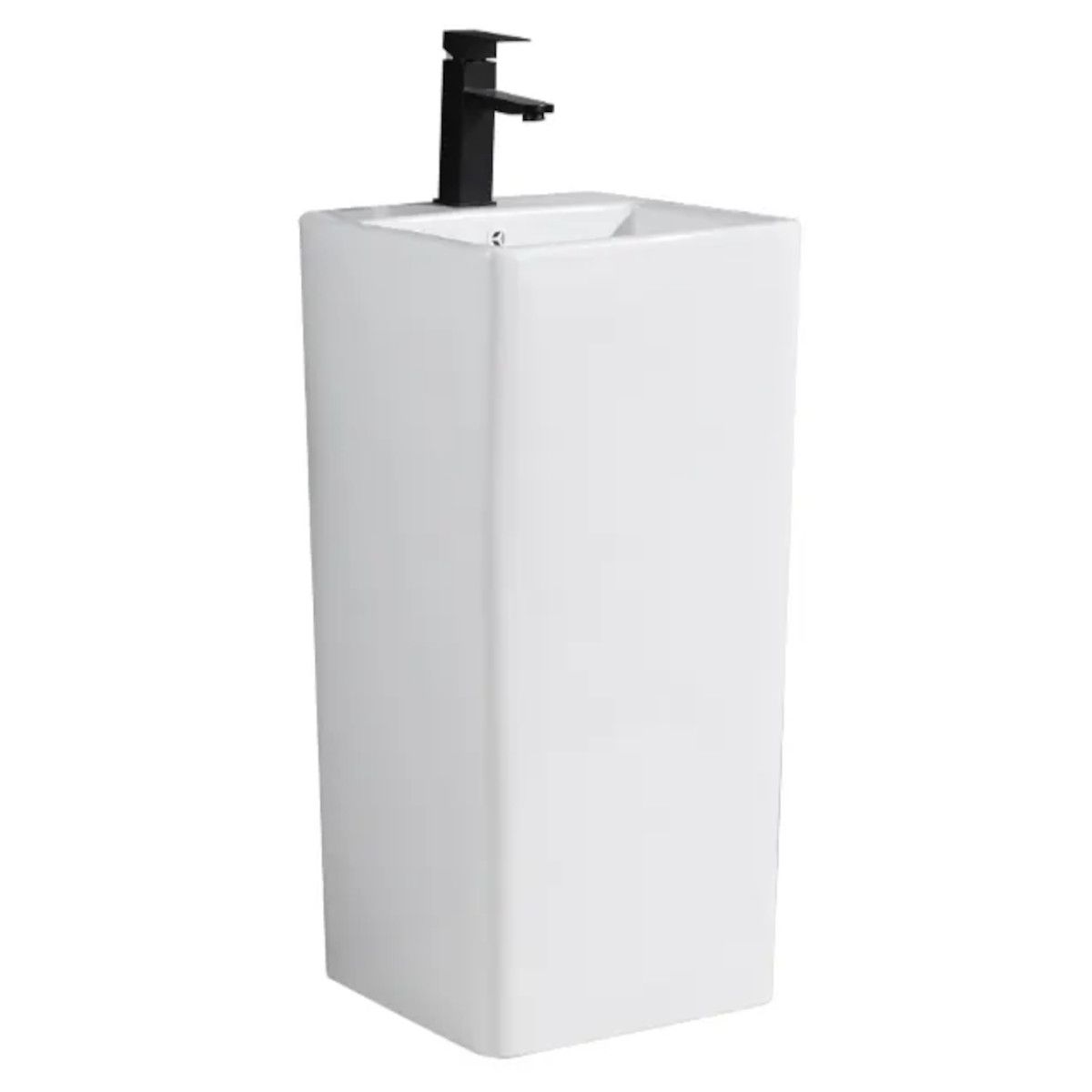 Lavoar stativ Bufon, Alb, 40x40x84 cm, cu gaura de baterie, montaj pe podea, ceramica sanitara