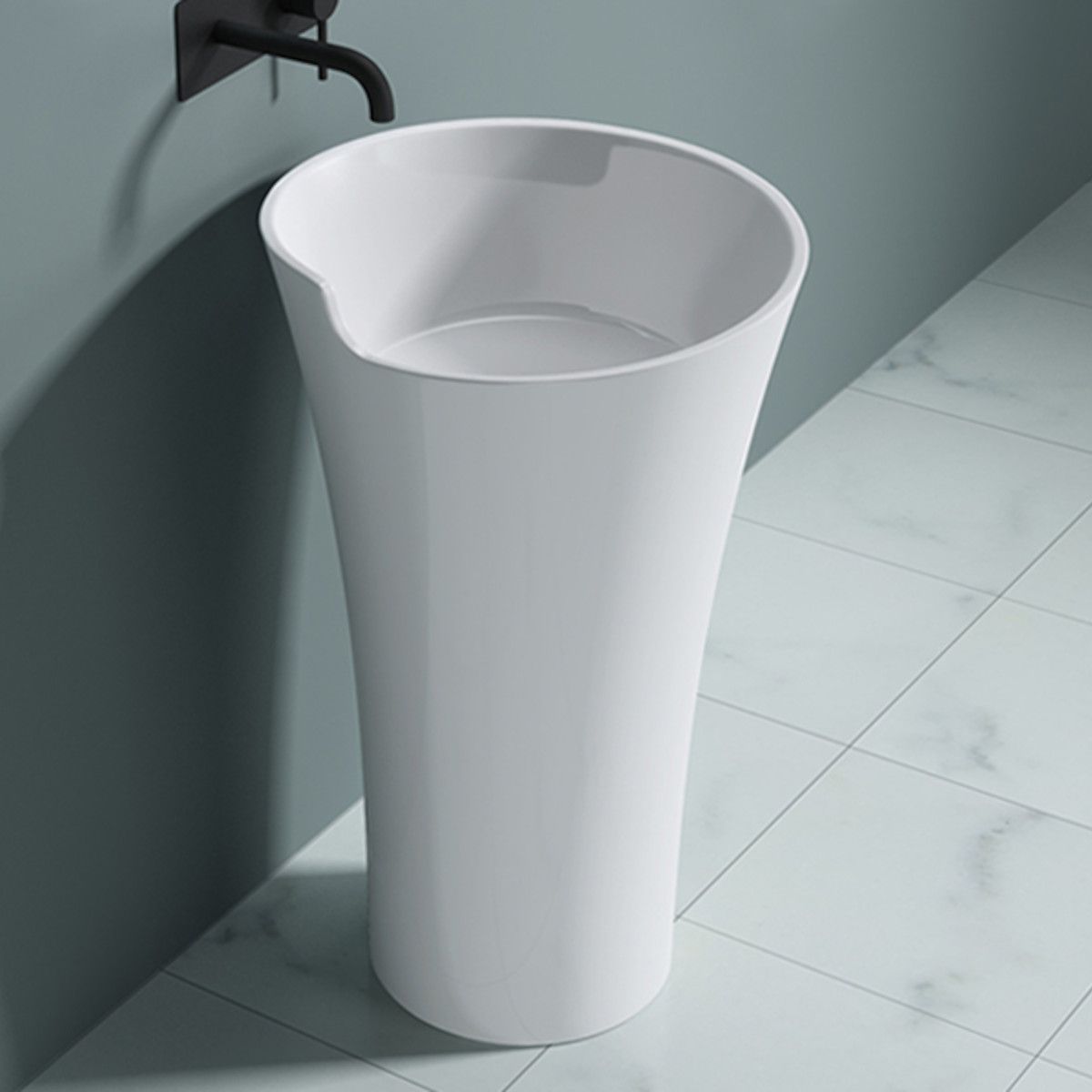 Lavoar stativ EGO 30, Alb, lucios, 53x53x88 cm, montaj podea, compozit marmura