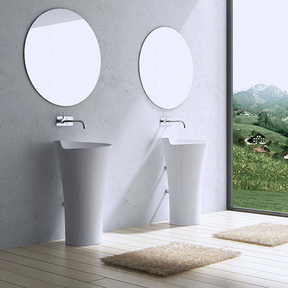 Lavoar stativ EGO 30, Alb, lucios, 53x53x88 cm, montaj podea, compozit marmura