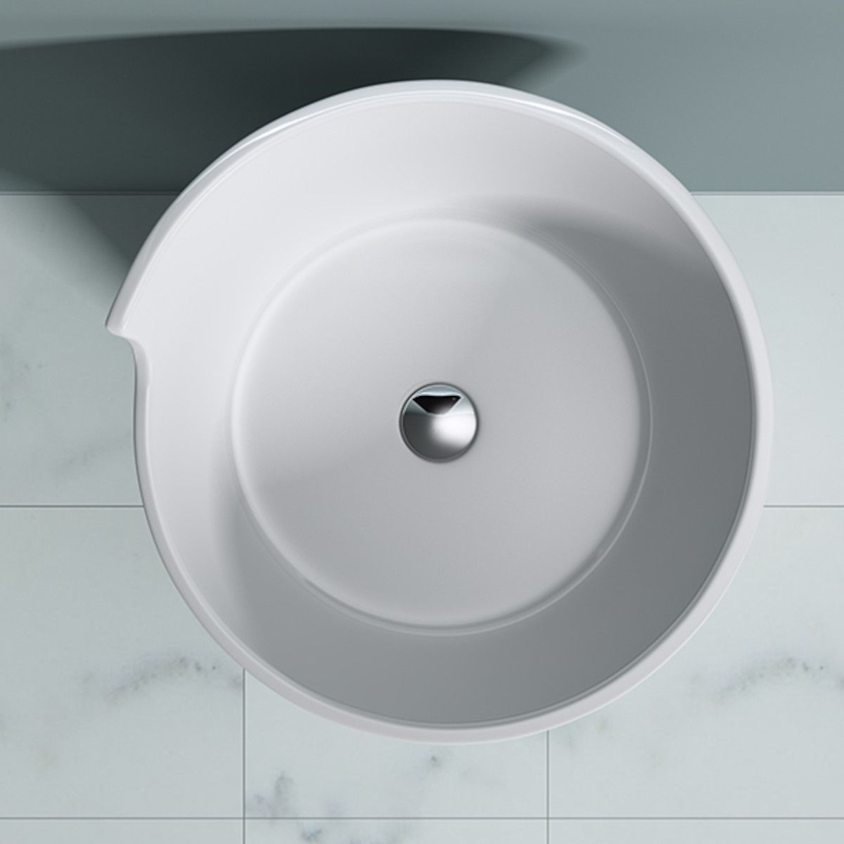 Lavoar stativ EGO 30, Alb, lucios, 53x53x88 cm, montaj podea, compozit marmura