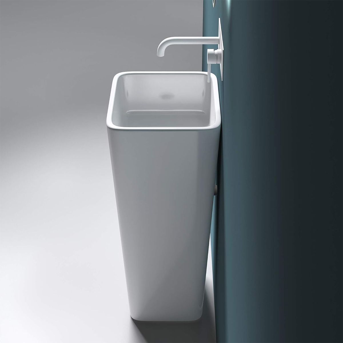 Lavoar stativ EGO 31, Alb lucios, 40x35x81 cm, montaj podea, compozit marmura