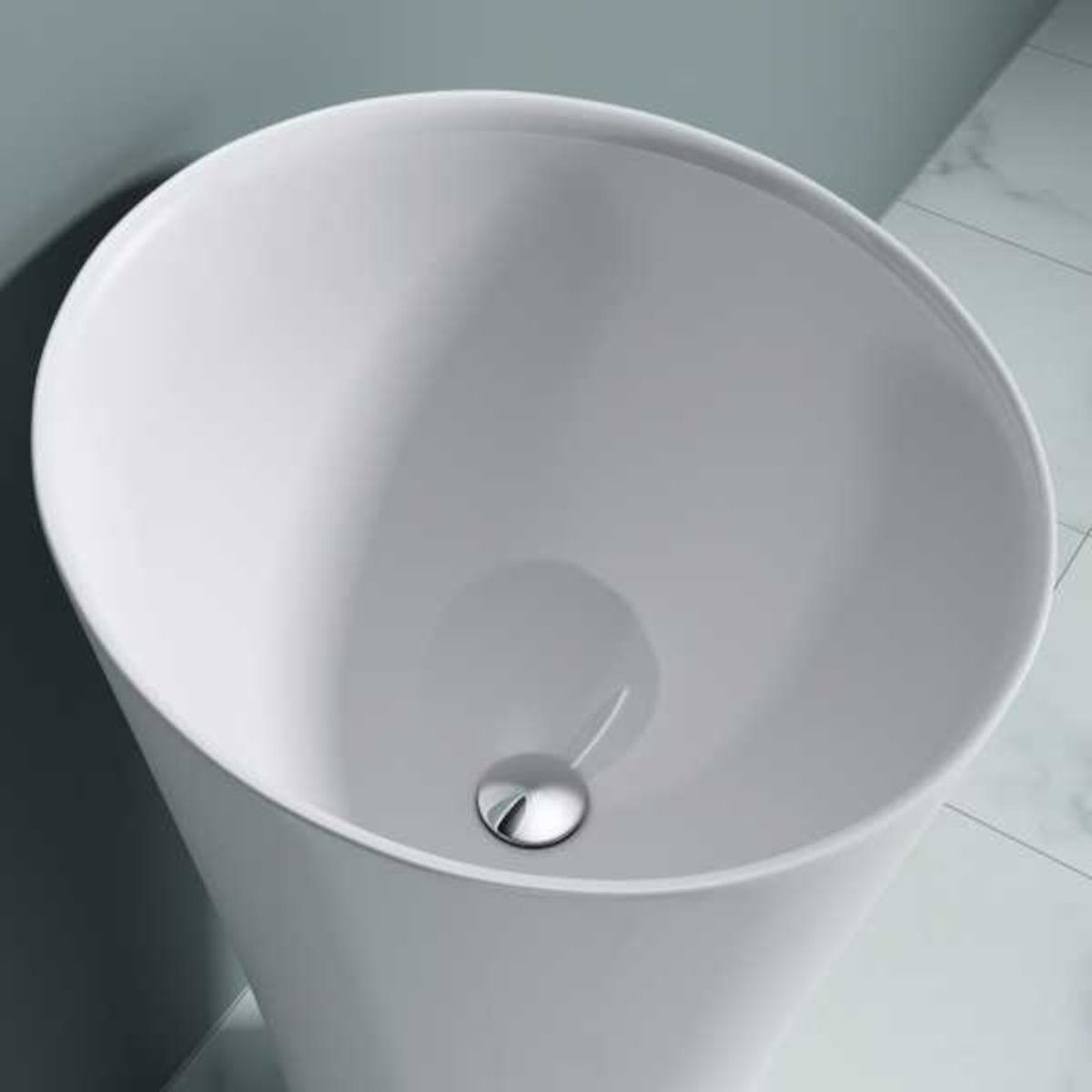 Lavoar stativ EGO 33, Alb, lucios, 42x42x85 cm, montaj podea, compozit marmura